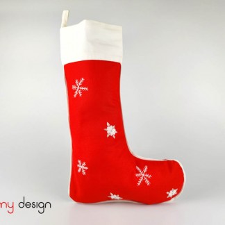 Big red Christmas boots with snowflake embroidery